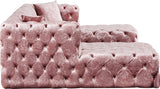 Coco Pink Velvet 3pc. Sectional from Meridian - Luna Furniture