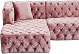 Coco Pink Velvet 3pc. Sectional from Meridian - Luna Furniture