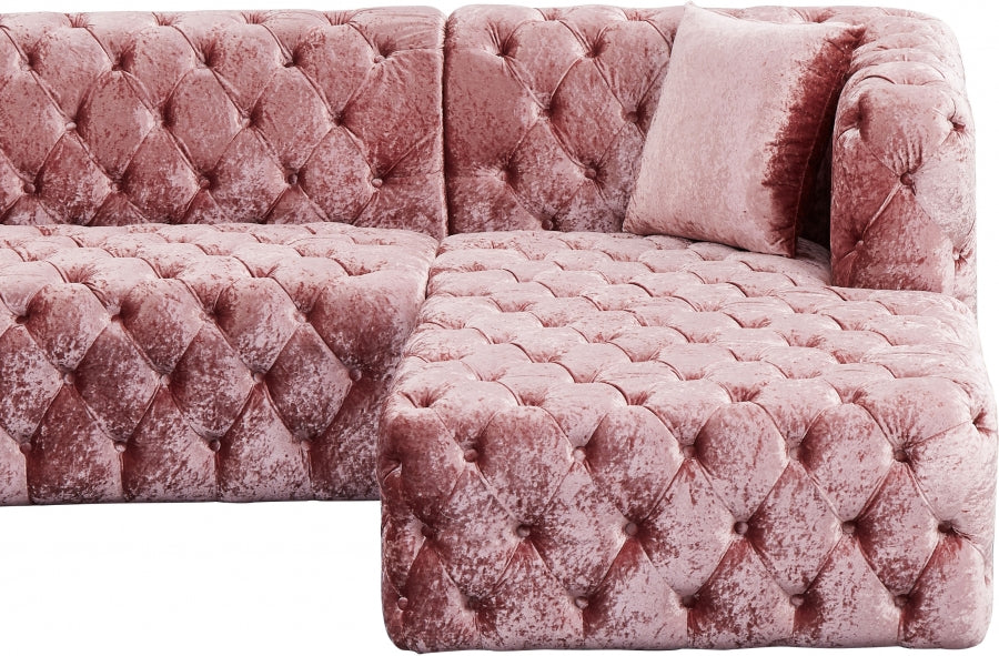 Coco Pink Velvet 3pc. Sectional from Meridian - Luna Furniture