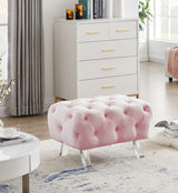 Crescent Pink Velvet Ottoman from Meridian - Luna Furniture