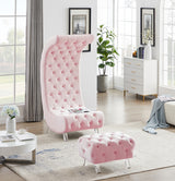 Crescent Pink Velvet Ottoman from Meridian - Luna Furniture