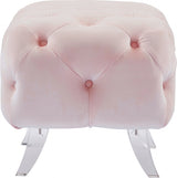 Crescent Pink Velvet Ottoman from Meridian - Luna Furniture