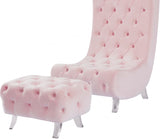 Crescent Pink Velvet Ottoman from Meridian - Luna Furniture