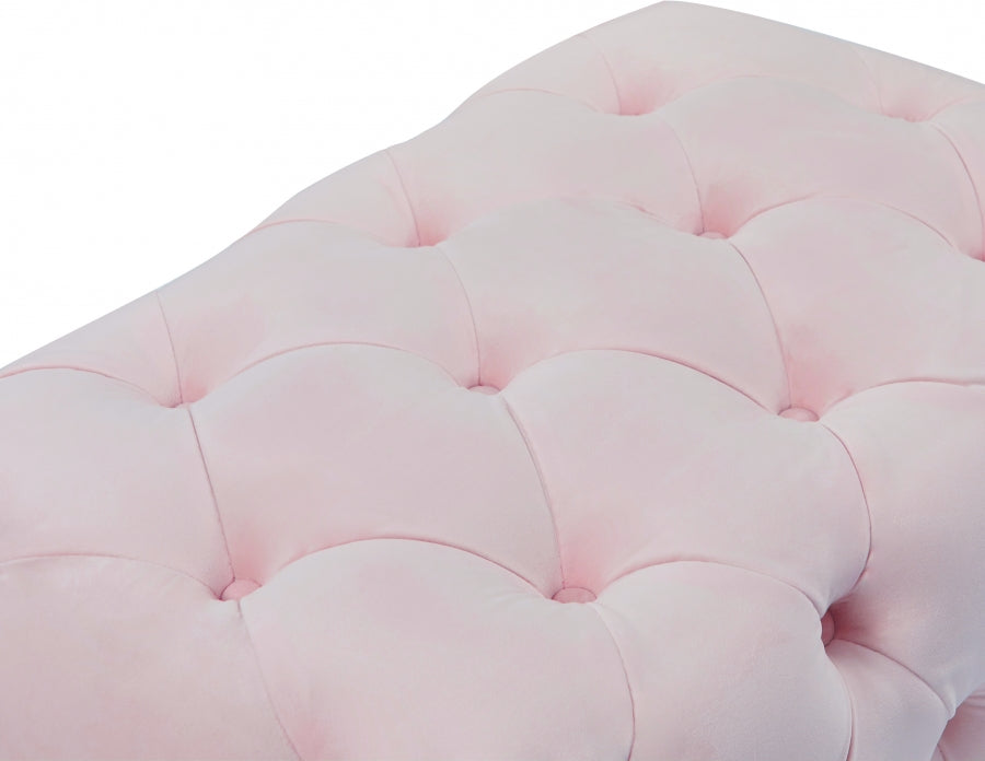 Crescent Pink Velvet Ottoman from Meridian - Luna Furniture