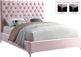 Cruz Pink Velvet King Bed from Meridian - Luna Furniture