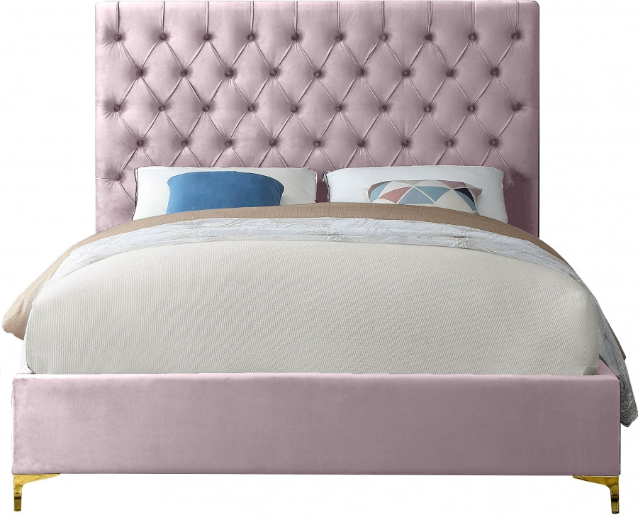 Cruz Pink Velvet King Bed from Meridian - Luna Furniture