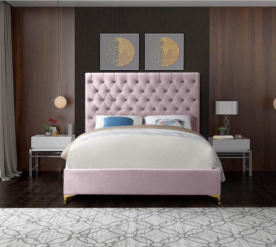 Cruz Pink Velvet King Bed from Meridian - Luna Furniture