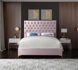 Cruz Pink Velvet Queen Bed from Meridian - Luna Furniture