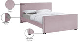 Dillard Pink Velvet Queen Bed from Meridian - Luna Furniture