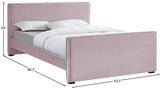 Dillard Pink Velvet Queen Bed from Meridian - Luna Furniture