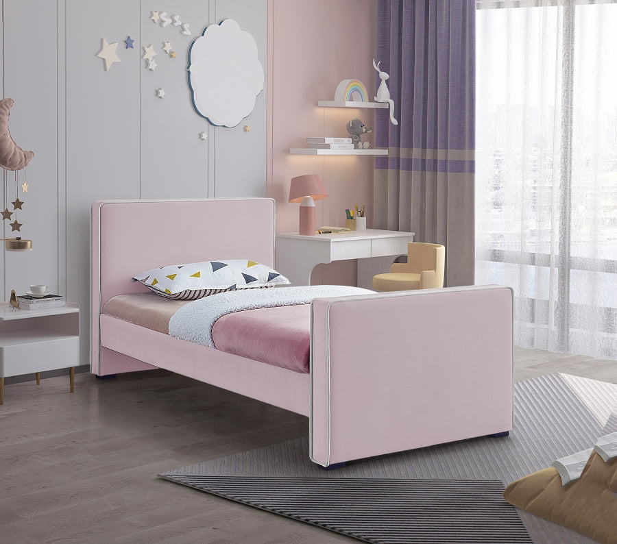 Dillard Pink Velvet Twin Bed from Meridian - Luna Furniture