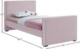 Dillard Pink Velvet Twin Bed from Meridian - Luna Furniture