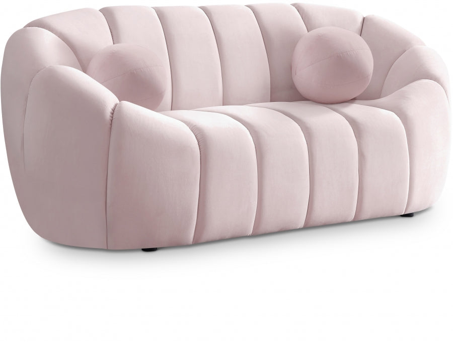 Elijah Pink Velvet Loveseat from Meridian - Luna Furniture