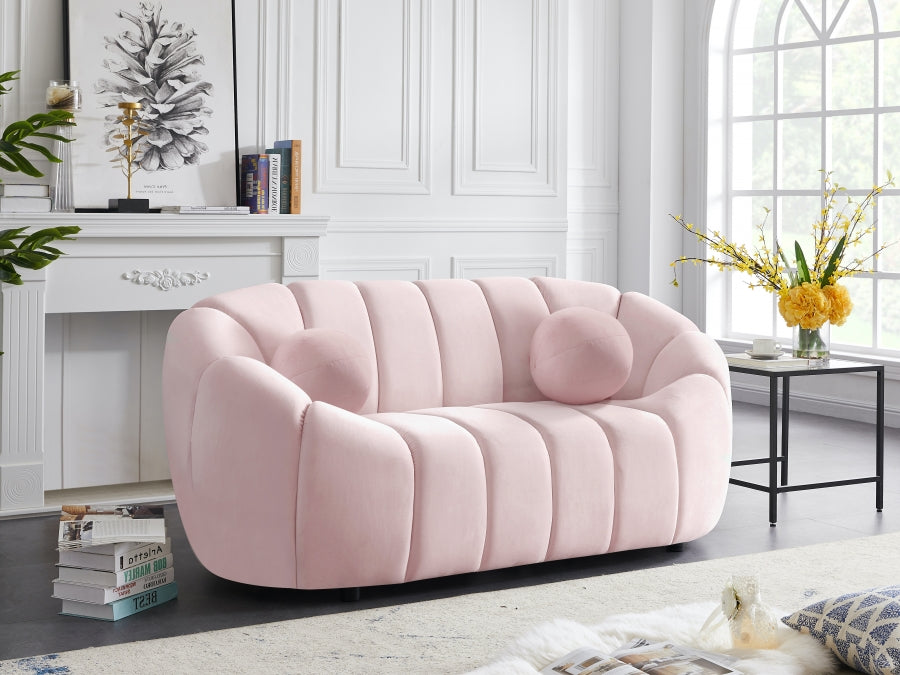 Elijah Pink Velvet Loveseat from Meridian - Luna Furniture