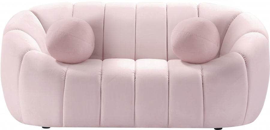 Elijah Pink Velvet Loveseat from Meridian - Luna Furniture