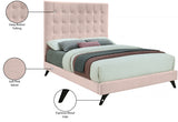 Elly Pink Velvet Full Bed from Meridian - Luna Furniture