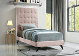 Elly Pink Velvet Twin Bed from Meridian - Luna Furniture