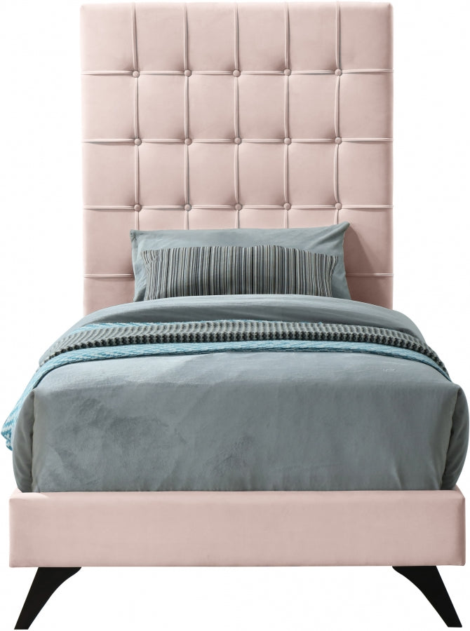 Elly Pink Velvet Twin Bed from Meridian - Luna Furniture