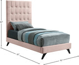 Elly Pink Velvet Twin Bed from Meridian - Luna Furniture