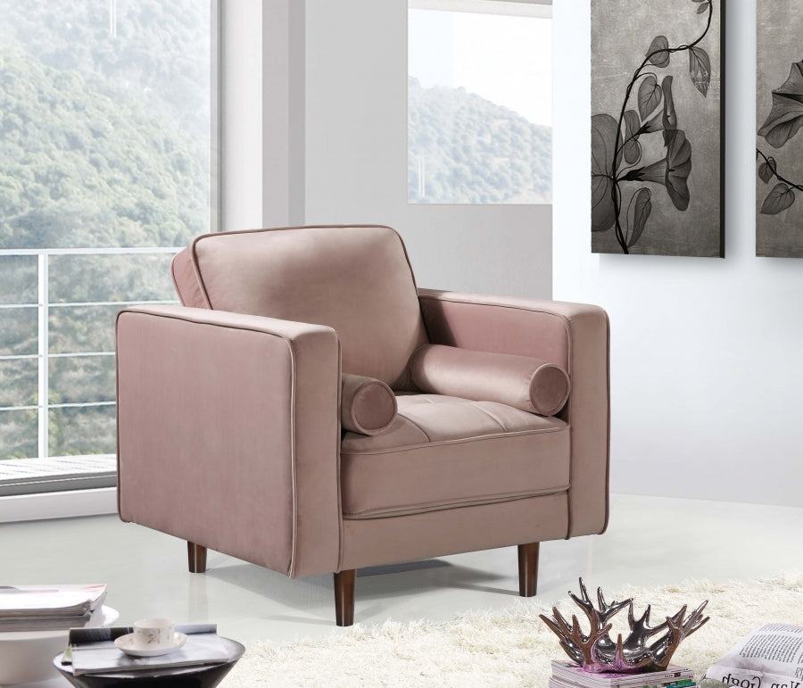 Emily Pink Velvet Chair from Meridian - Luna Furniture