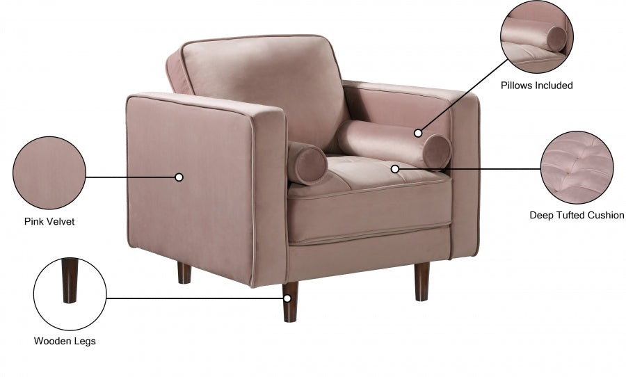 Emily Pink Velvet Chair from Meridian - Luna Furniture