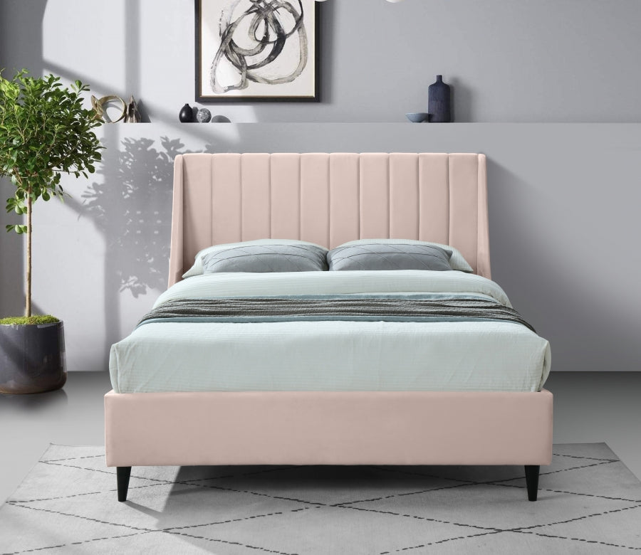 Eva Pink Velvet Full Bed from Meridian - Luna Furniture