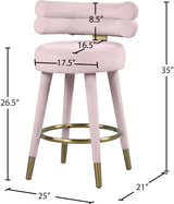 Fitzroy Pink Velvet Counter Stool, Set of 2 from Meridian - Luna Furniture