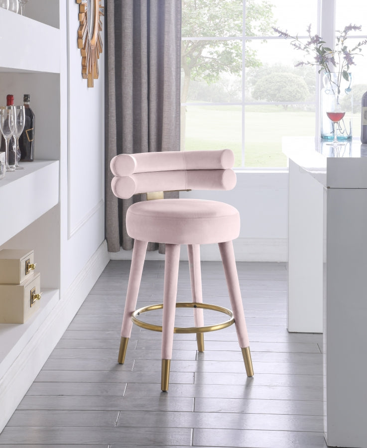 Fitzroy Pink Velvet Counter Stool, Set of 2 from Meridian - Luna Furniture