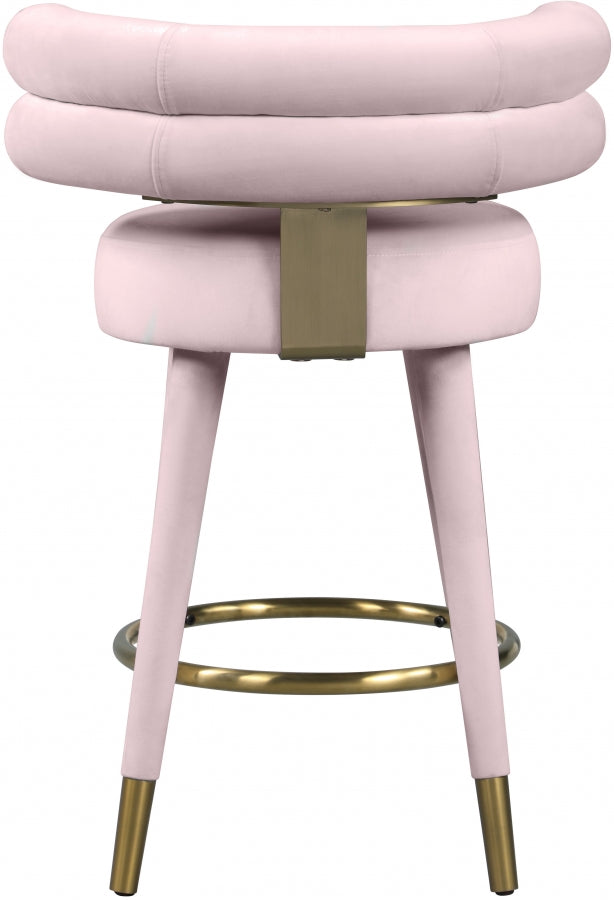 Fitzroy Pink Velvet Counter Stool, Set of 2 from Meridian - Luna Furniture