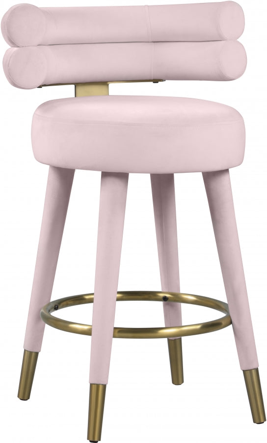 Fitzroy Pink Velvet Counter Stool, Set of 2 from Meridian - Luna Furniture