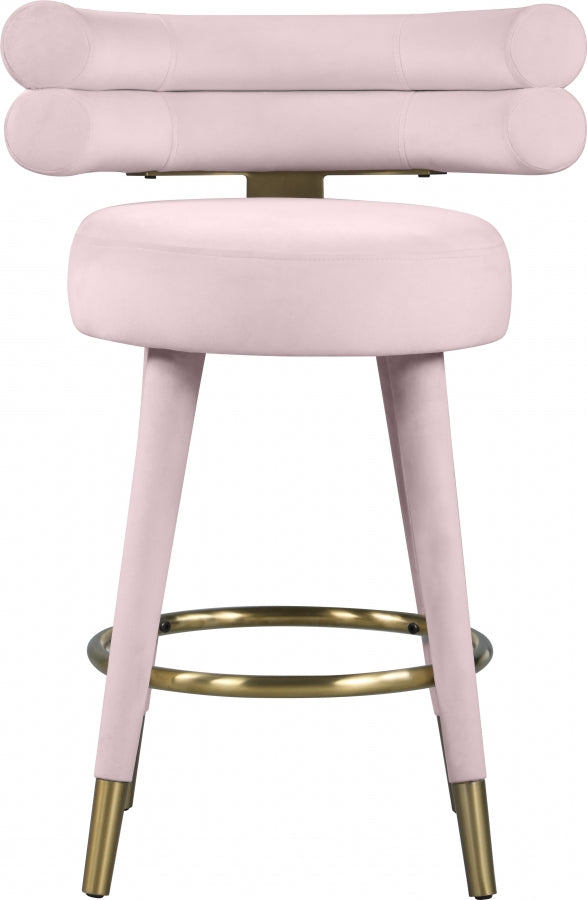 Fitzroy Pink Velvet Counter Stool, Set of 2 from Meridian - Luna Furniture