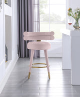 Fitzroy Pink Velvet Counter Stool, Set of 2 from Meridian - Luna Furniture