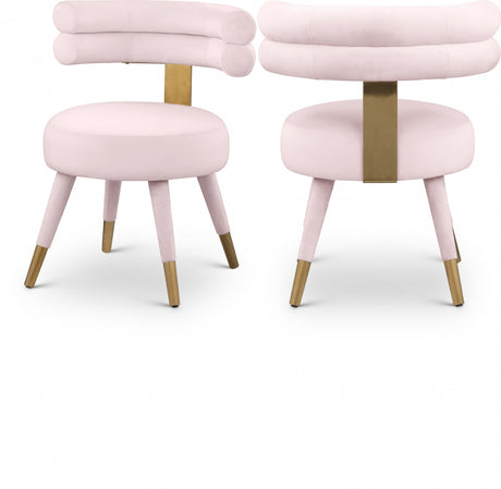 Fitzroy Pink Velvet Dining Chair, Set of 2 from Meridian - Luna Furniture