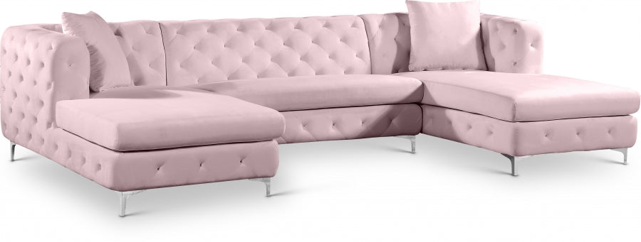 Gail Pink Velvet 3pc. Sectional from Meridian - Luna Furniture