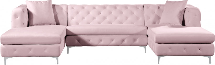 Gail Pink Velvet 3pc. Sectional from Meridian - Luna Furniture