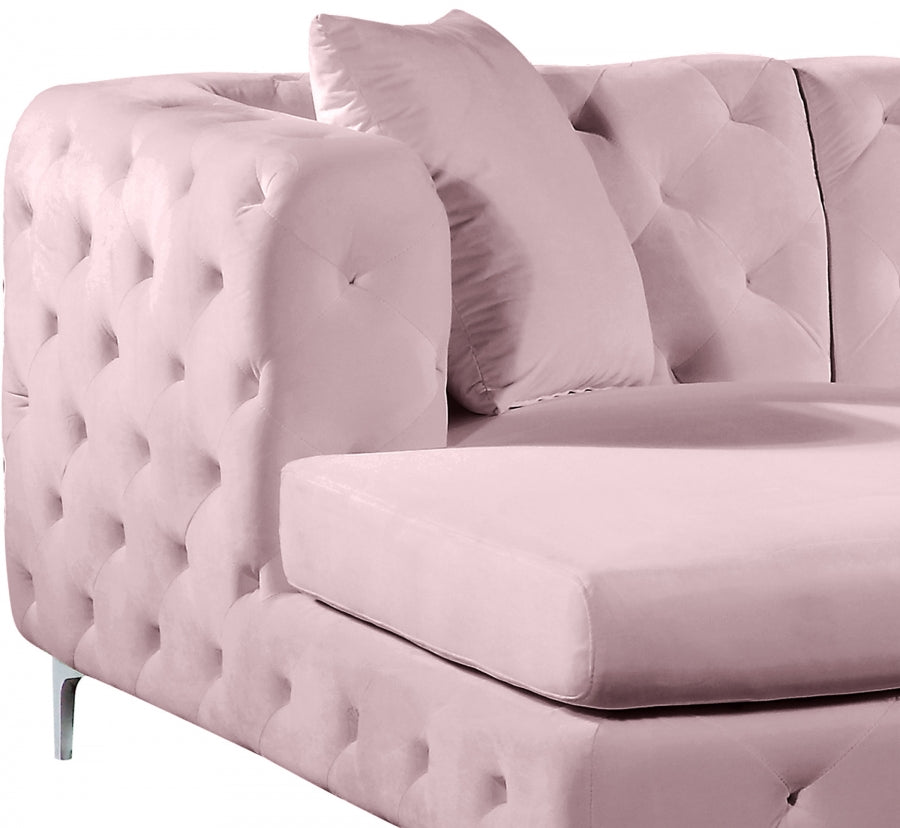 Gail Pink Velvet 3pc. Sectional from Meridian - Luna Furniture