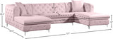 Gail Pink Velvet 3pc. Sectional from Meridian - Luna Furniture