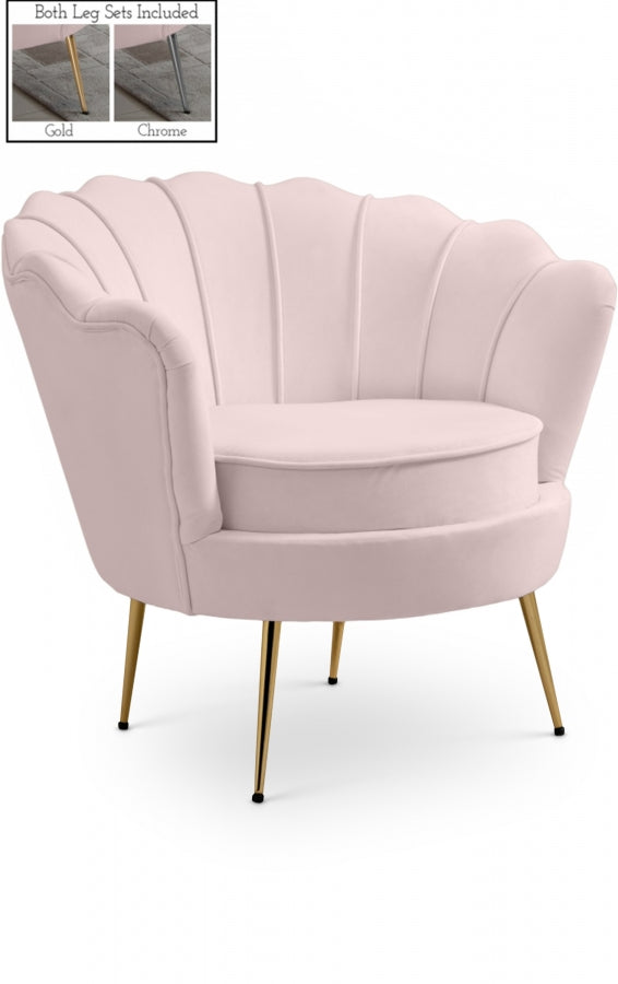 Gardenia Pink Velvet Chair from Meridian - Luna Furniture