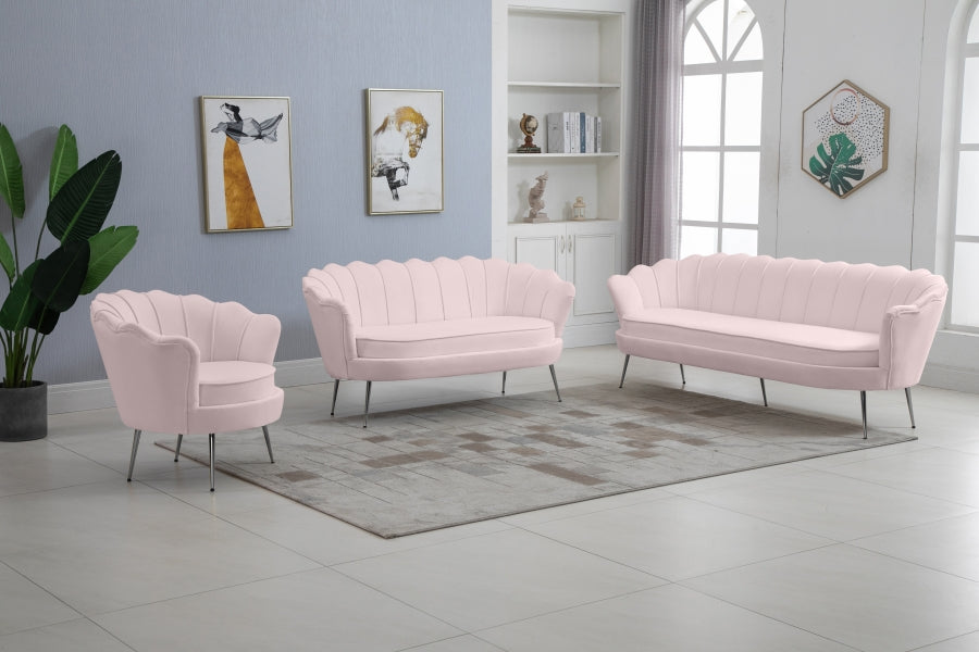 Gardenia Pink Velvet Chair from Meridian - Luna Furniture