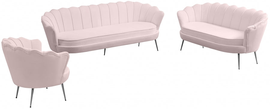 Gardenia Pink Velvet Chair from Meridian - Luna Furniture