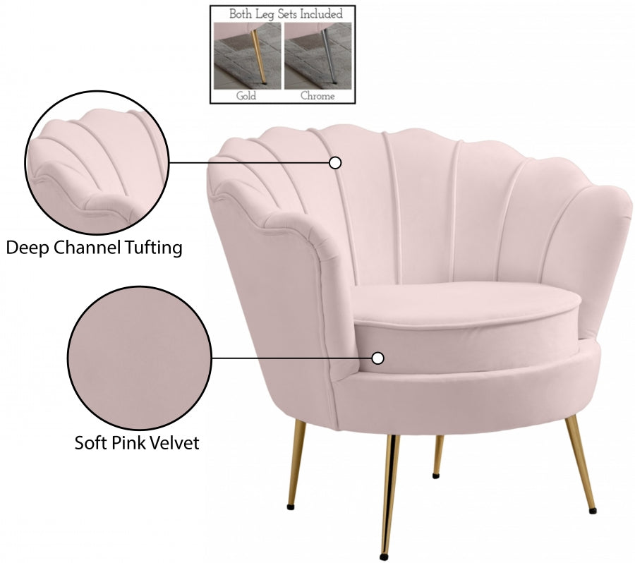 Gardenia Pink Velvet Chair from Meridian - Luna Furniture