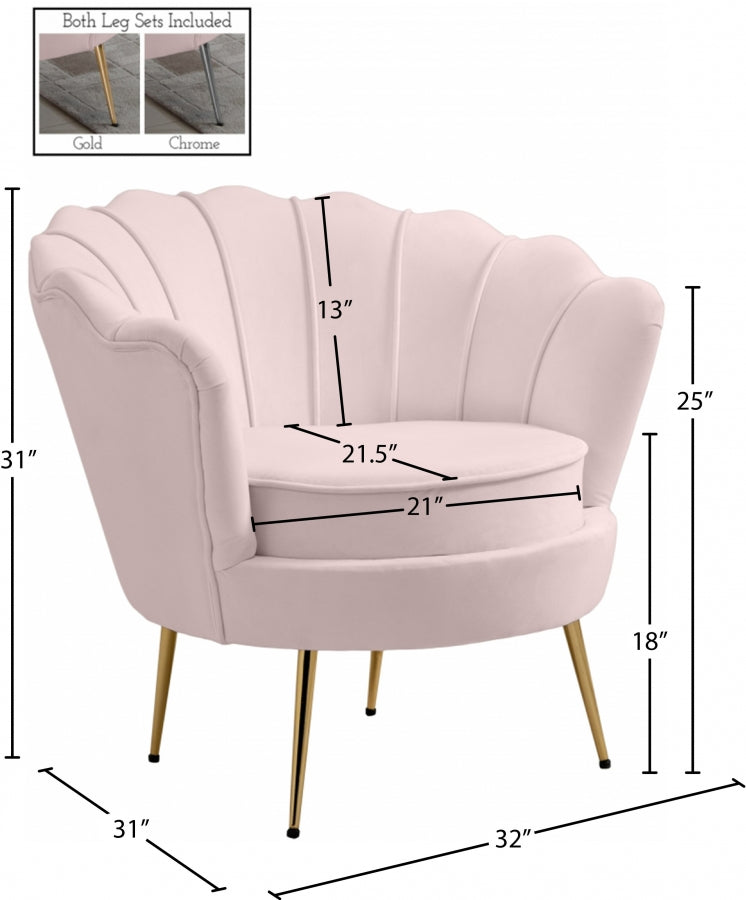 Gardenia Pink Velvet Chair from Meridian - Luna Furniture