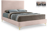 Geri Pink Velvet Queen Bed from Meridian - Luna Furniture