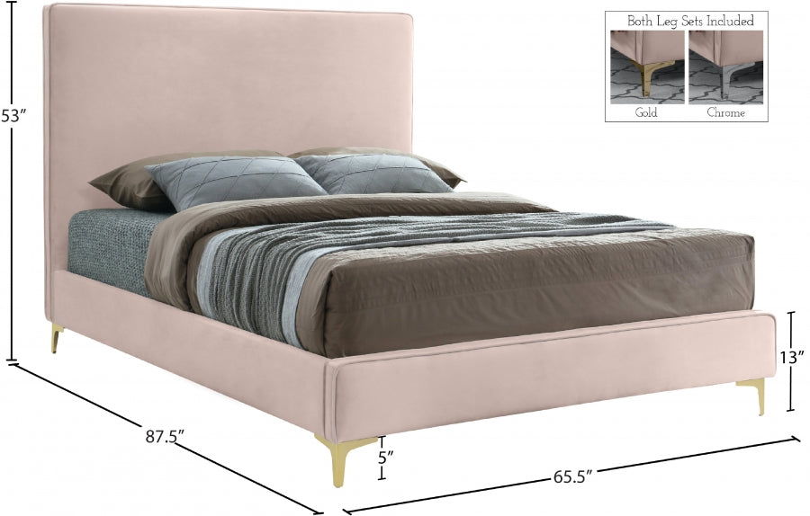 Geri Pink Velvet Queen Bed from Meridian - Luna Furniture