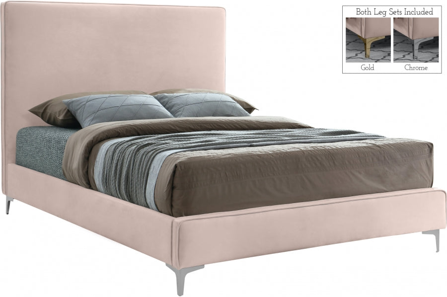 Geri Pink Velvet Queen Bed from Meridian - Luna Furniture