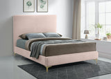 Geri Pink Velvet Queen Bed from Meridian - Luna Furniture