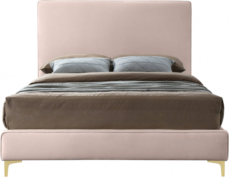 Geri Pink Velvet Queen Bed from Meridian - Luna Furniture