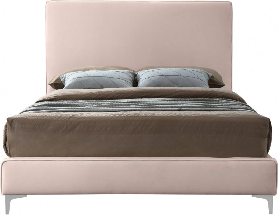 Geri Pink Velvet Queen Bed from Meridian - Luna Furniture