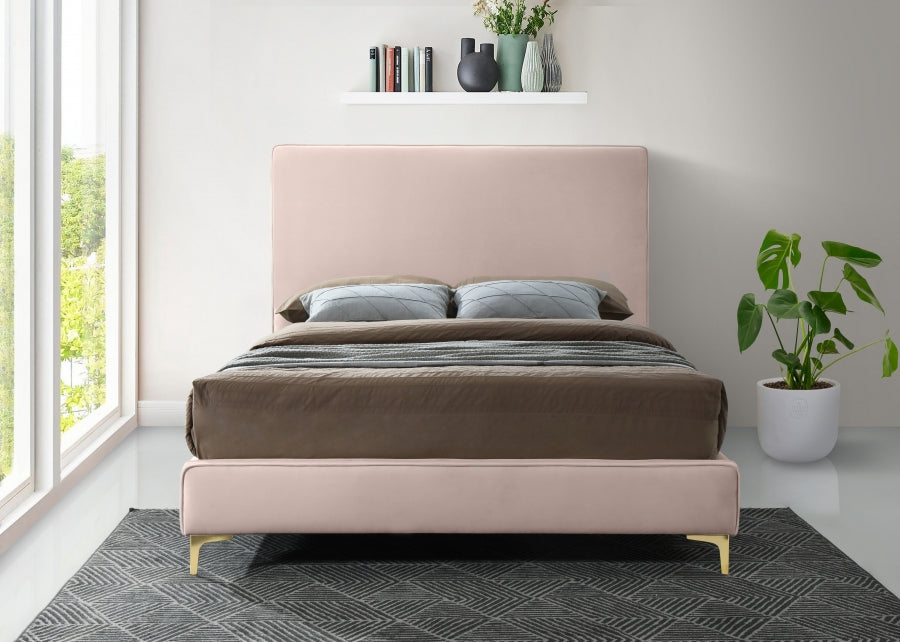 Geri Pink Velvet Queen Bed from Meridian - Luna Furniture