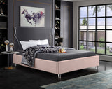 Ghost Pink Velvet Queen Bed from Meridian - Luna Furniture